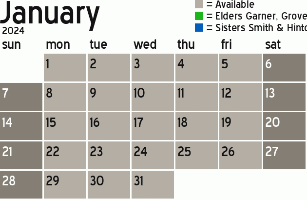 Missionary Dinner Calendar