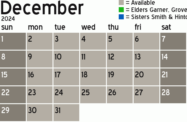 Missionary Dinner Calendar